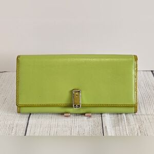 Vintage Coach Leather Clutch Wallet in Lime/Apple/Avocado Green
